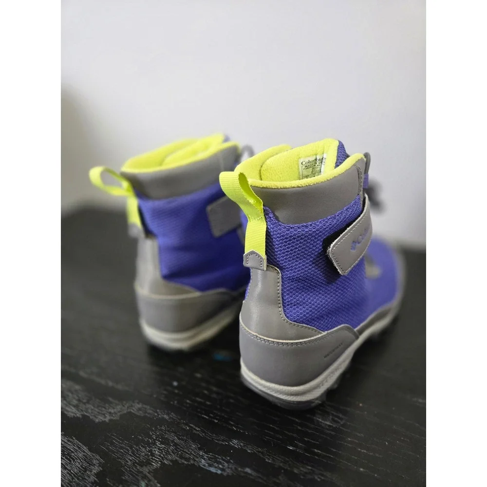 Columbia Waterproof Hiking Snow Winter Boots Purple Gray Neon Yellow Size 5